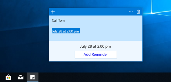 How to add reminder in Windows 10 Sticky Notes
